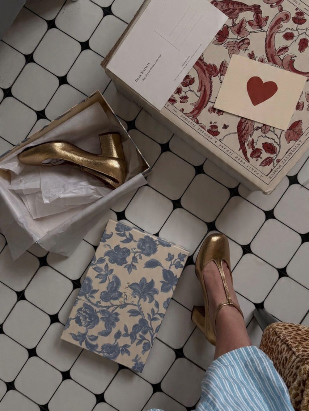 Sezane Metallic Gold T-Strap Block Heels